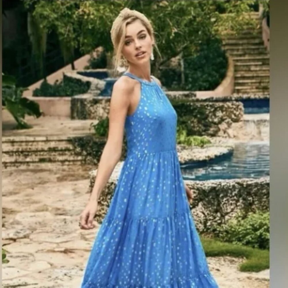 Lilly Pulitzer Beccalyn Maxi Dress BOCA BLUEVISCOSE METALLIC …